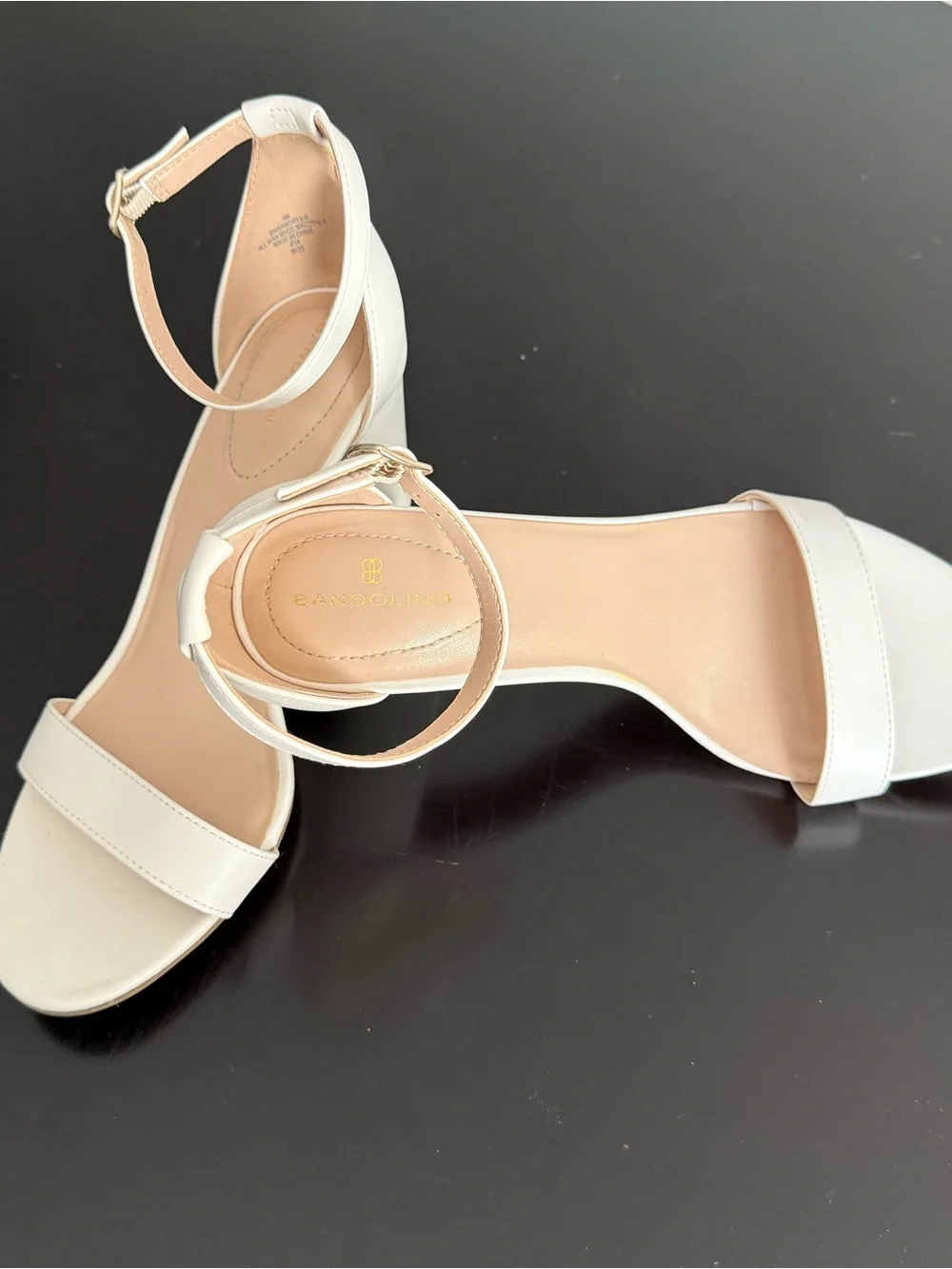 Bandolino White Open-Toe Ankle-Strap Block Heel Sandals